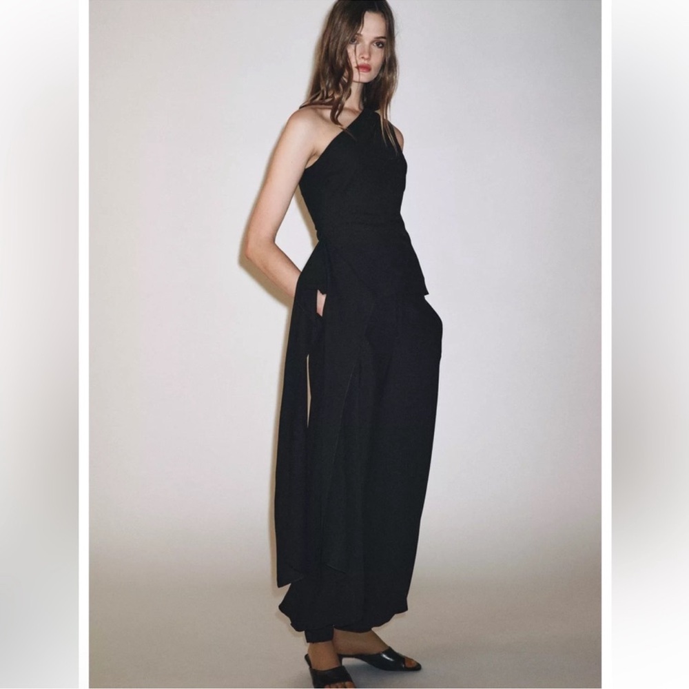 ZARA ZW Collection Cuffed Balloon Pants in black
